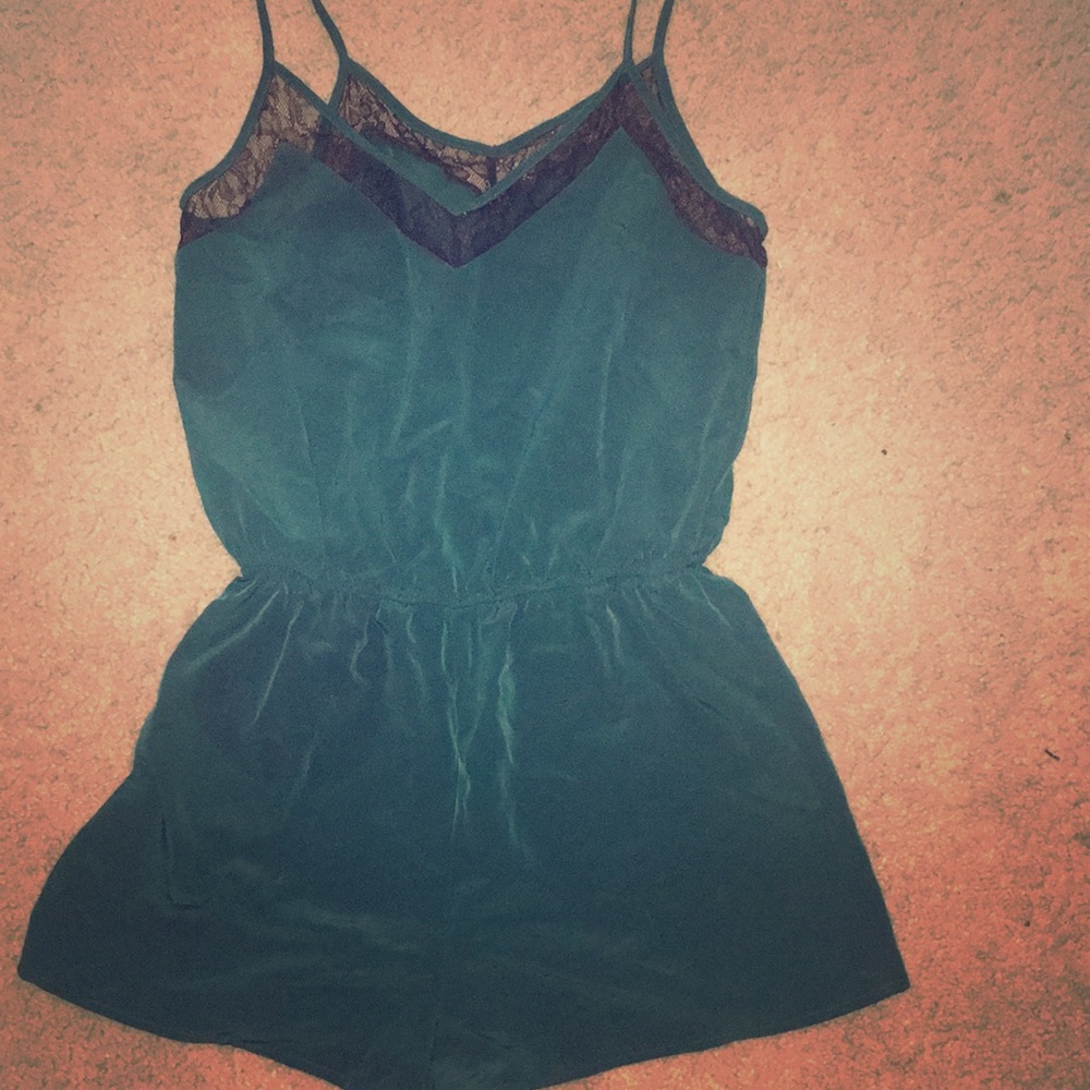 Green lace romper